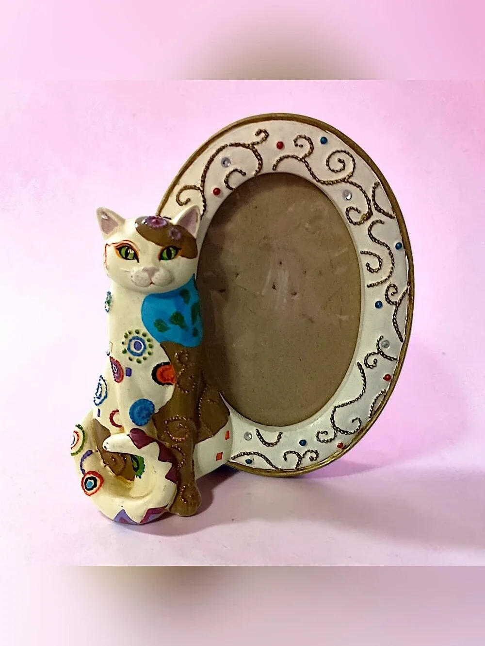 Kleo Kats Mini Cat Picture Photo Frame Hand Painted Whimsical Collectible Resin